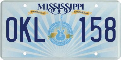 MS license plate OKL158
