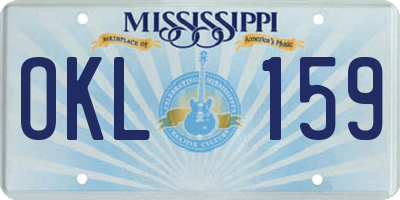 MS license plate OKL159