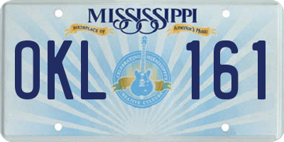 MS license plate OKL161