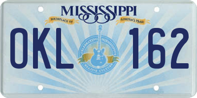MS license plate OKL162