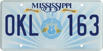 MS license plate OKL163