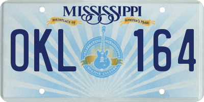 MS license plate OKL164