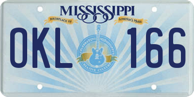 MS license plate OKL166