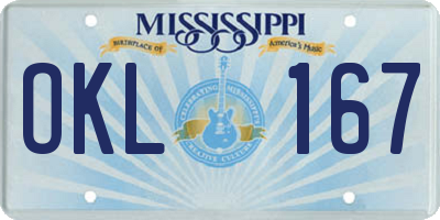 MS license plate OKL167