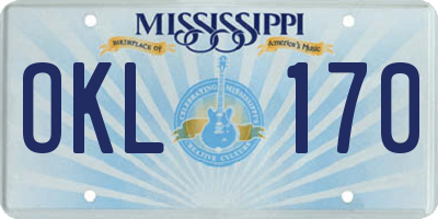 MS license plate OKL170