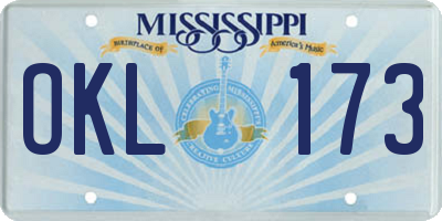 MS license plate OKL173