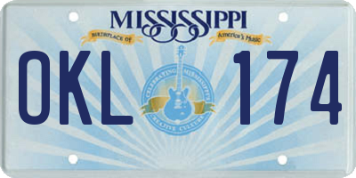 MS license plate OKL174