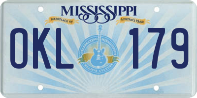 MS license plate OKL179