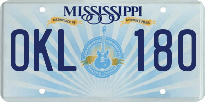 MS license plate OKL180