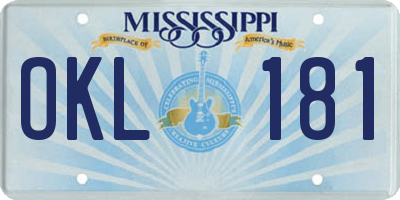 MS license plate OKL181
