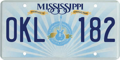 MS license plate OKL182