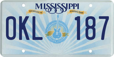 MS license plate OKL187