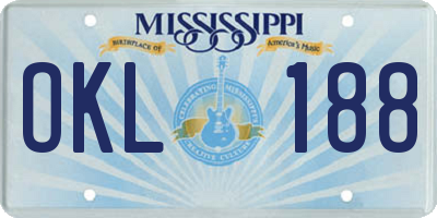 MS license plate OKL188