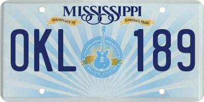 MS license plate OKL189