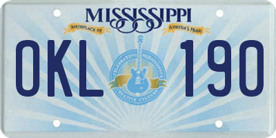 MS license plate OKL190