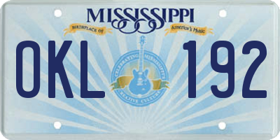 MS license plate OKL192