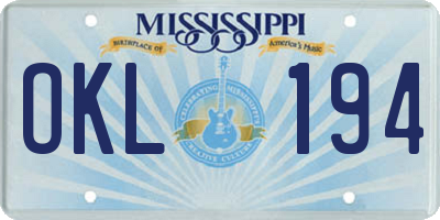 MS license plate OKL194