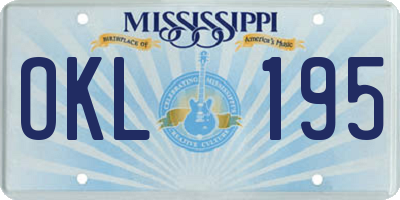 MS license plate OKL195