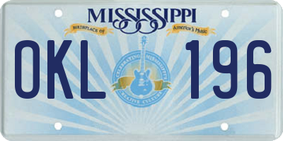 MS license plate OKL196