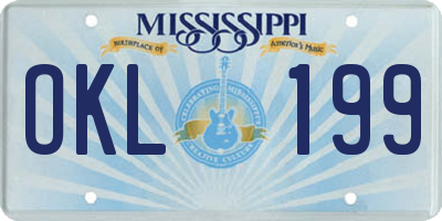 MS license plate OKL199