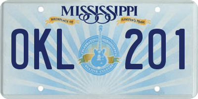 MS license plate OKL201