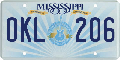 MS license plate OKL206