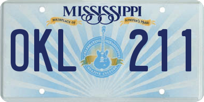 MS license plate OKL211