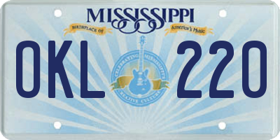 MS license plate OKL220