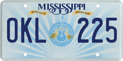 MS license plate OKL225