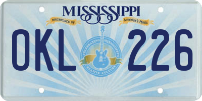 MS license plate OKL226