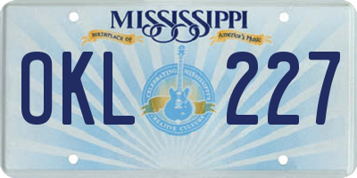 MS license plate OKL227