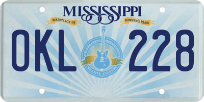 MS license plate OKL228