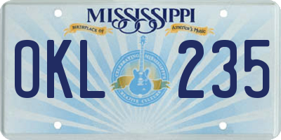 MS license plate OKL235