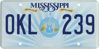 MS license plate OKL239
