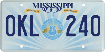 MS license plate OKL240