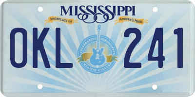 MS license plate OKL241