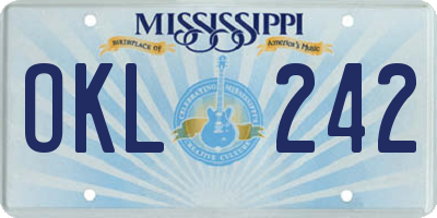 MS license plate OKL242