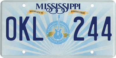 MS license plate OKL244