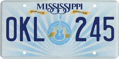 MS license plate OKL245