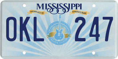 MS license plate OKL247