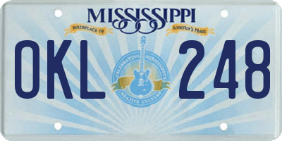 MS license plate OKL248