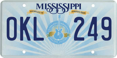 MS license plate OKL249