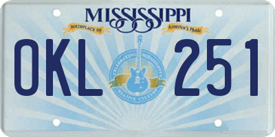 MS license plate OKL251