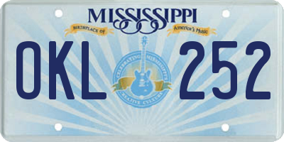 MS license plate OKL252