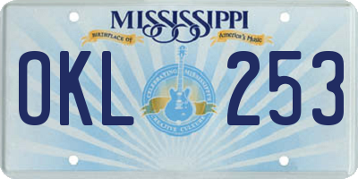 MS license plate OKL253
