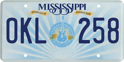 MS license plate OKL258
