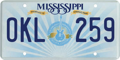 MS license plate OKL259