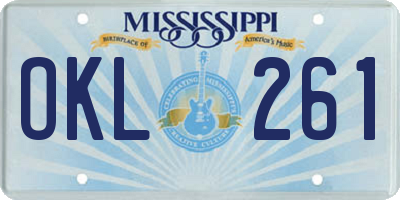 MS license plate OKL261