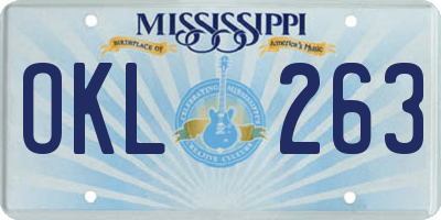 MS license plate OKL263