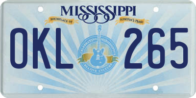 MS license plate OKL265